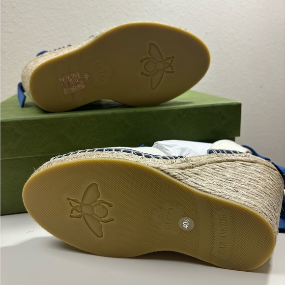 Gucci interlocking G espadrilles With Ribbon Tie platform Wedge - Picture 8 of 9